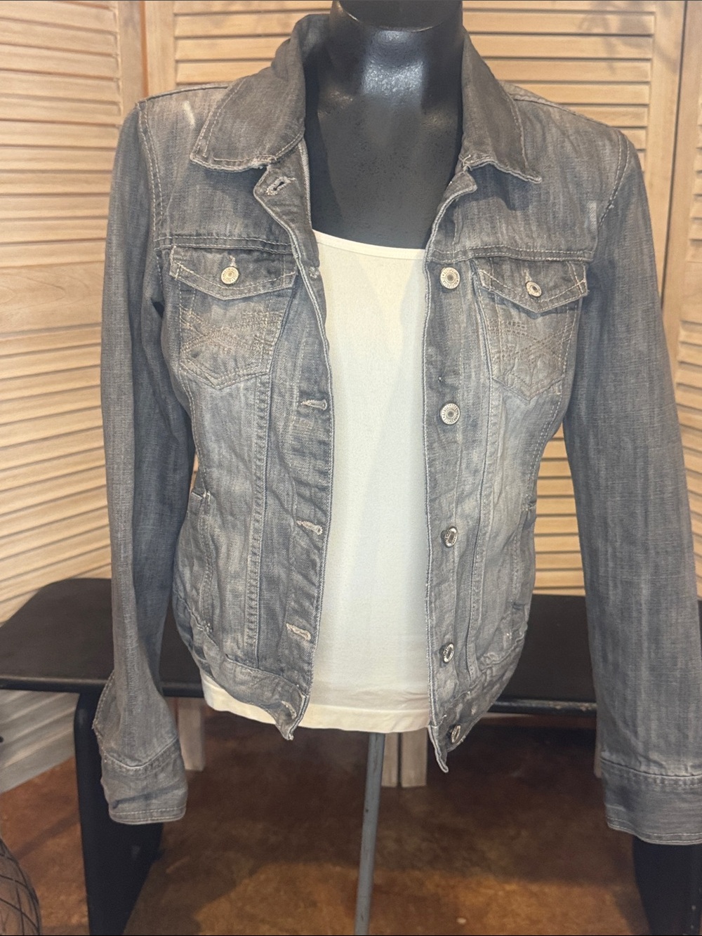 Distressed Grey Jean Jacket